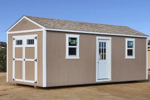 Tecate Shed with white trim